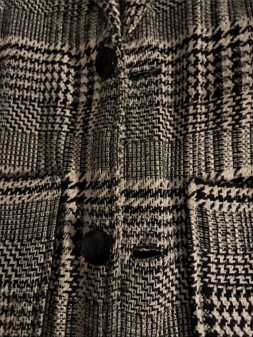 Men's Black & White Glen Plaid Overcoat